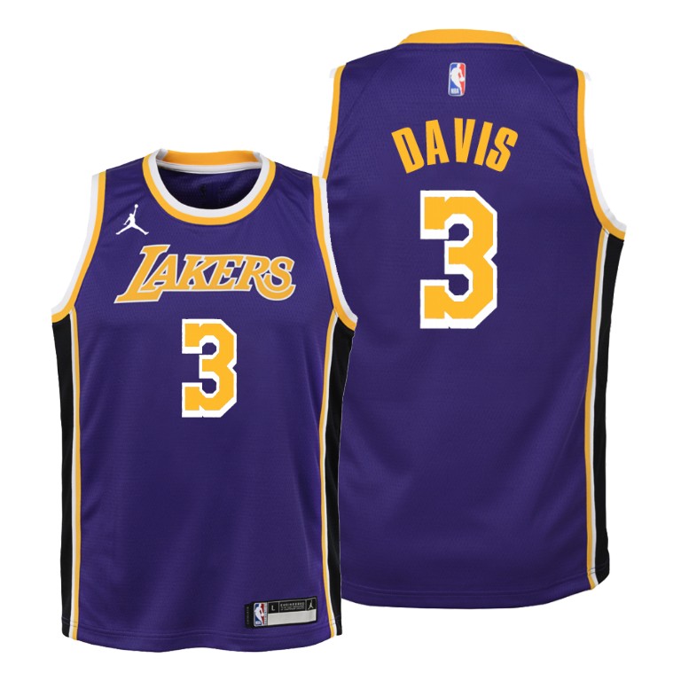 Youth Los Angeles Lakers Anthony Davis #3 NBA 2020-21 Statement Edition Purple Basketball Jersey BRL4583DX